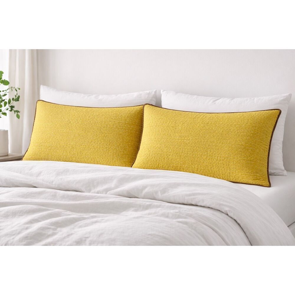 West Elm 2 Cotton King Shams Yellow 20x36
